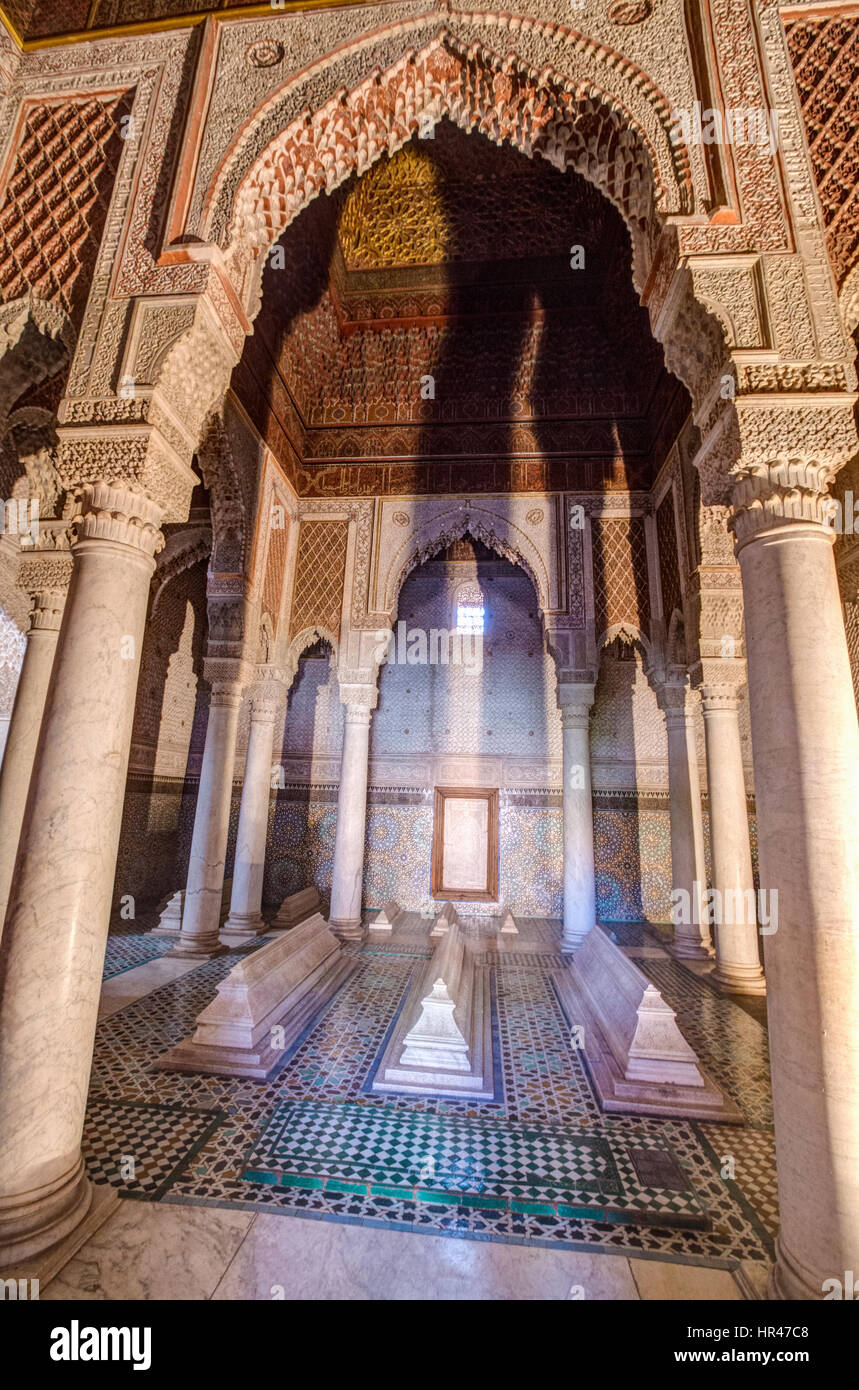 Marrakech, Marocco. Tombe Saadiane, 16th. Secolo. Foto Stock