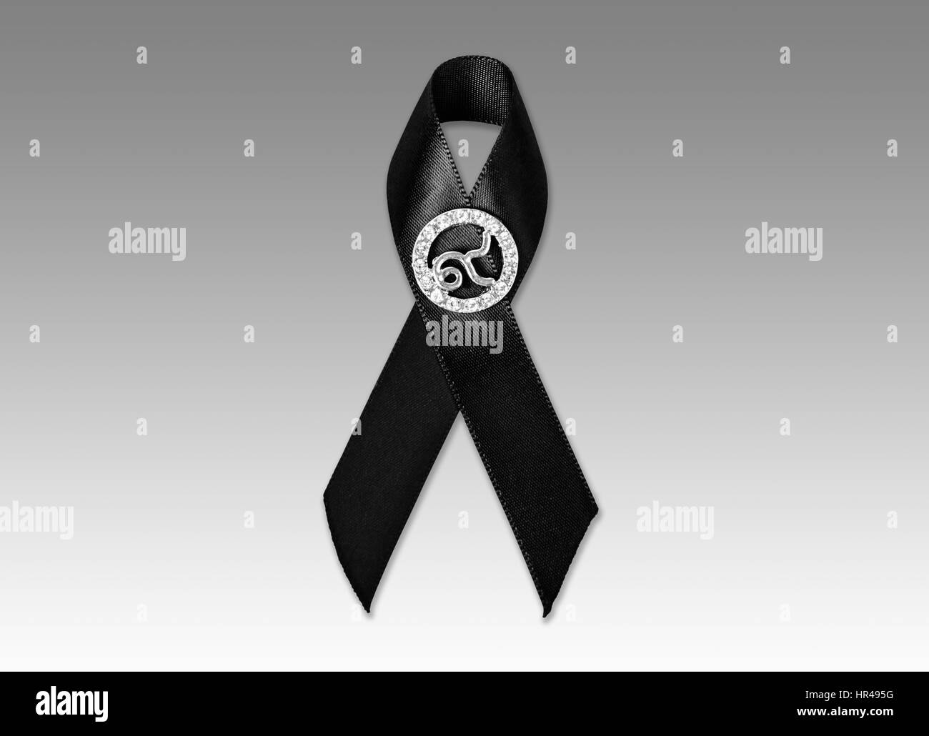 Il nastro nero con il numero 9. Rama 9 di Thailandia Re. Isolato su sfondo scuro, salvati percorso di clipping. Foto Stock