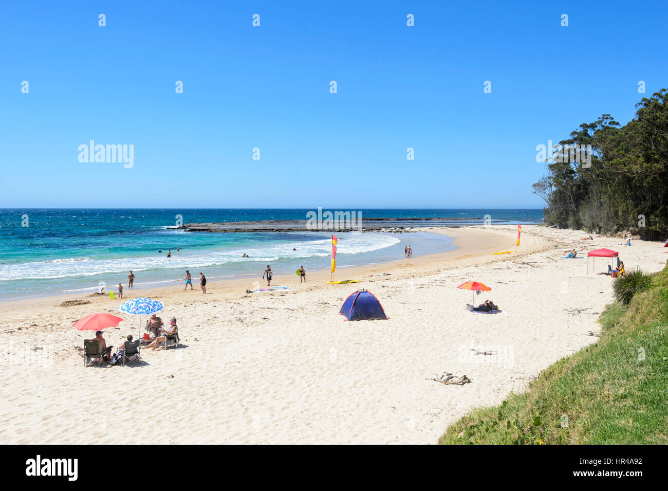 Spiaggia Mollymook in estate, South Coast, Nuovo Galles del Sud, Australia Foto Stock