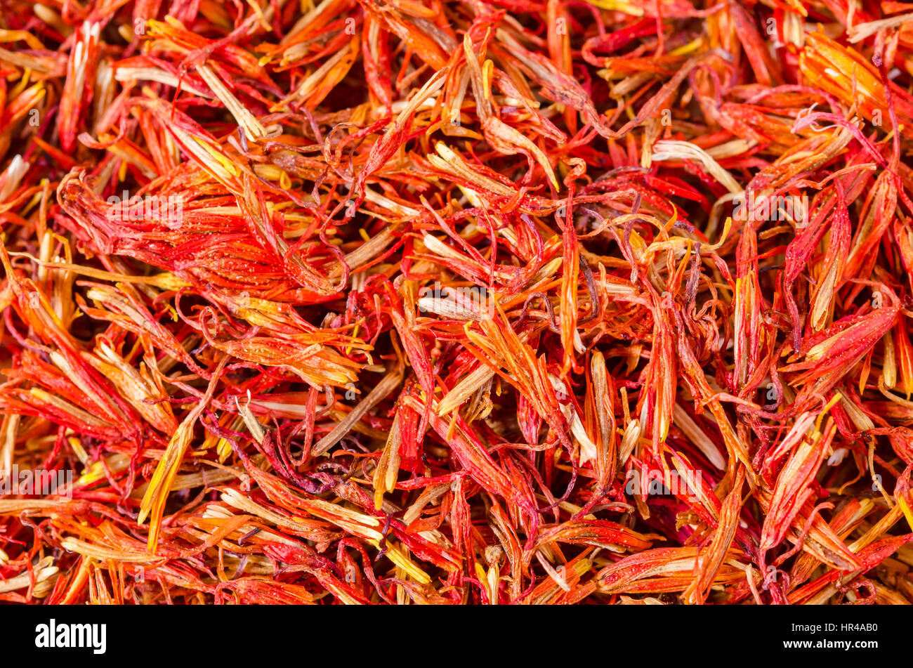 Asciugare il cartamo tisana sfondo. Foto Stock