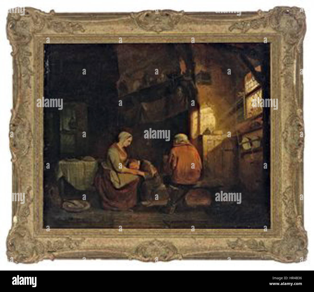 Il dipinto di Petrus Marius Molyn "Un ragazzo che dorme in grembo di sua madre" è una tenera rappresentazione dell'affetto materno. L'opera si concentra sul legame intimo tra madre e bambino in un ambiente tranquillo e sereno. Foto Stock