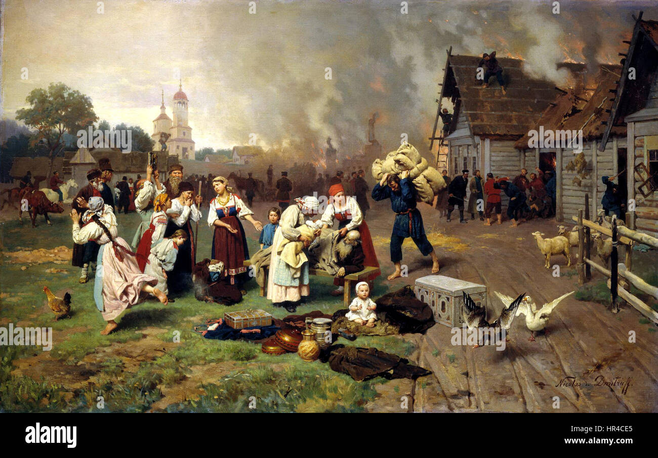 Nikolai Dmitriev-Orenburgsky l incendio di Borgo Foto Stock