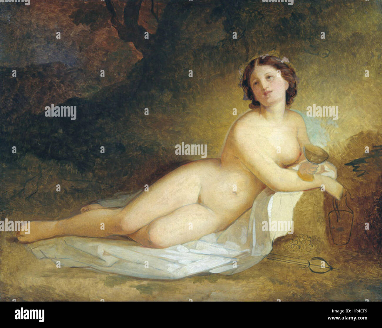 Questa opera d'arte intitolata 'Poklonnitsa Vakha' di Neff presenta una donna vestita con abiti tradizionali, che ritrae le influenze culturali e storiche dell'arte russa. Enfatizza l'espressione solenne del soggetto e l'intricato design degli indumenti. Foto Stock