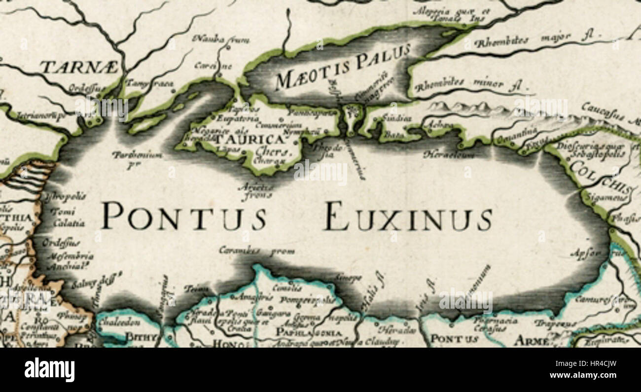La mappa del 1657 di Nicholas Sanson "Romani Imperii qua Oriens est Descriptio Geographica" è una dettagliata rappresentazione geografica dell'Impero Romano d'Oriente, che mostra l'estensione territoriale e l'importanza strategica dell'impero durante il suo apice nell'antichità. Foto Stock