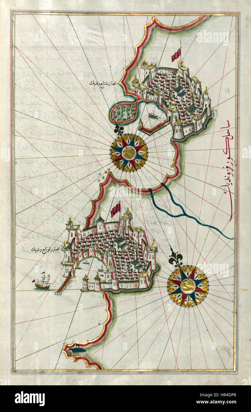 Piri Reis - Mappa del litorale da Pirano quanto Izola - Walters W658178B - Pagina piena-edit Foto Stock