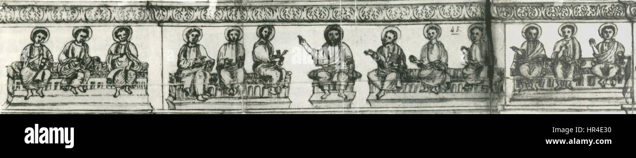 Parigi, Bibliotheque Nationale, disegno Arcus Einhardi, xvii c - dettaglio2 Foto Stock