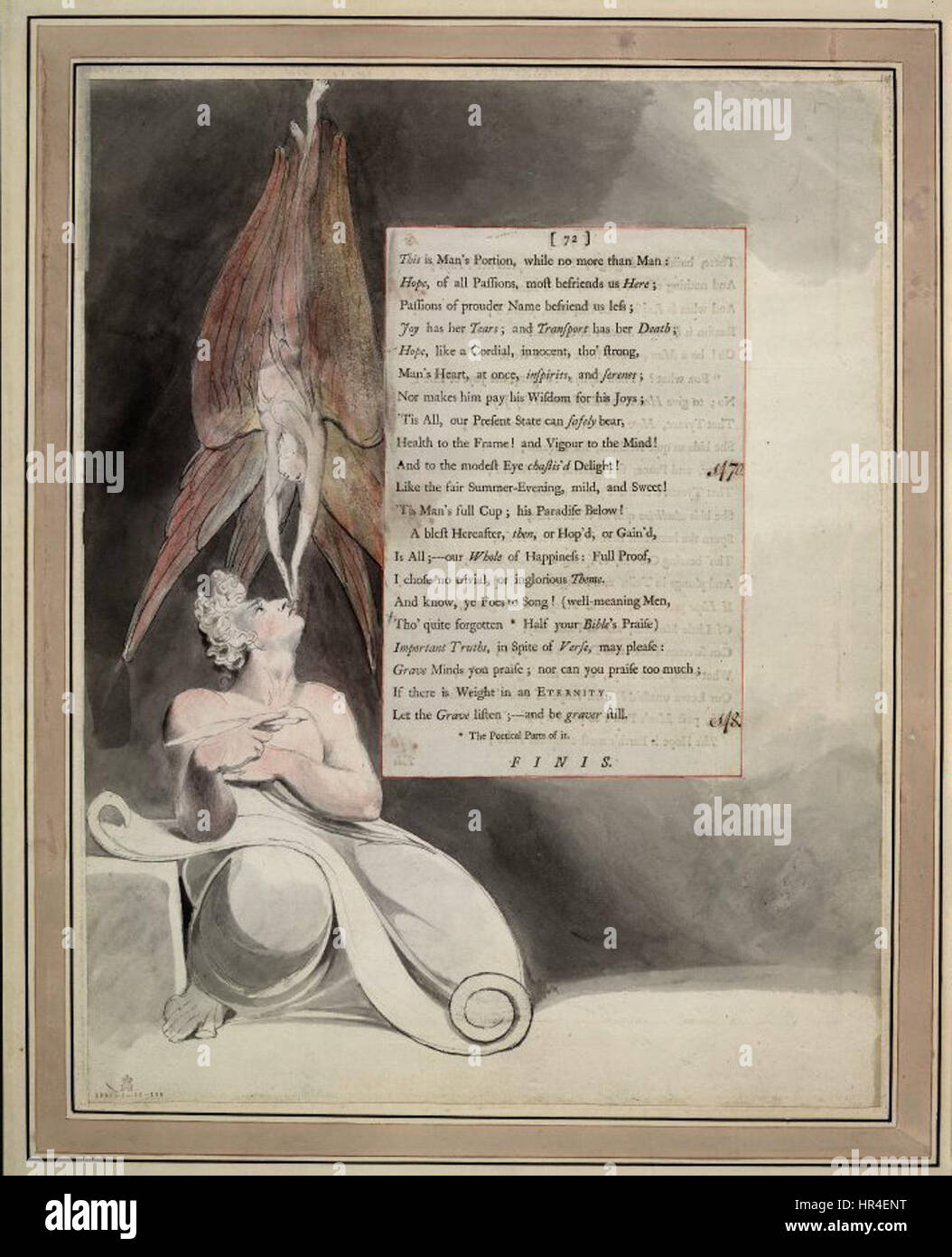 L'acquerello Night Thoughts di William Blake cattura un umore contemplativo, esplorando temi della vita, della morte e dell'anima umana. Il pezzo dimostra l'abilità di Blake nel fondere l'arte visiva con le idee filosofiche. Foto Stock L'acquerello Night Thoughts di William Blake cattura un umore contemplativo, esplorando temi della vita, della morte e dell'anima umana. Il pezzo dimostra l'abilità di Blake nel fondere l'arte visiva con le idee filosofiche. Foto Stock