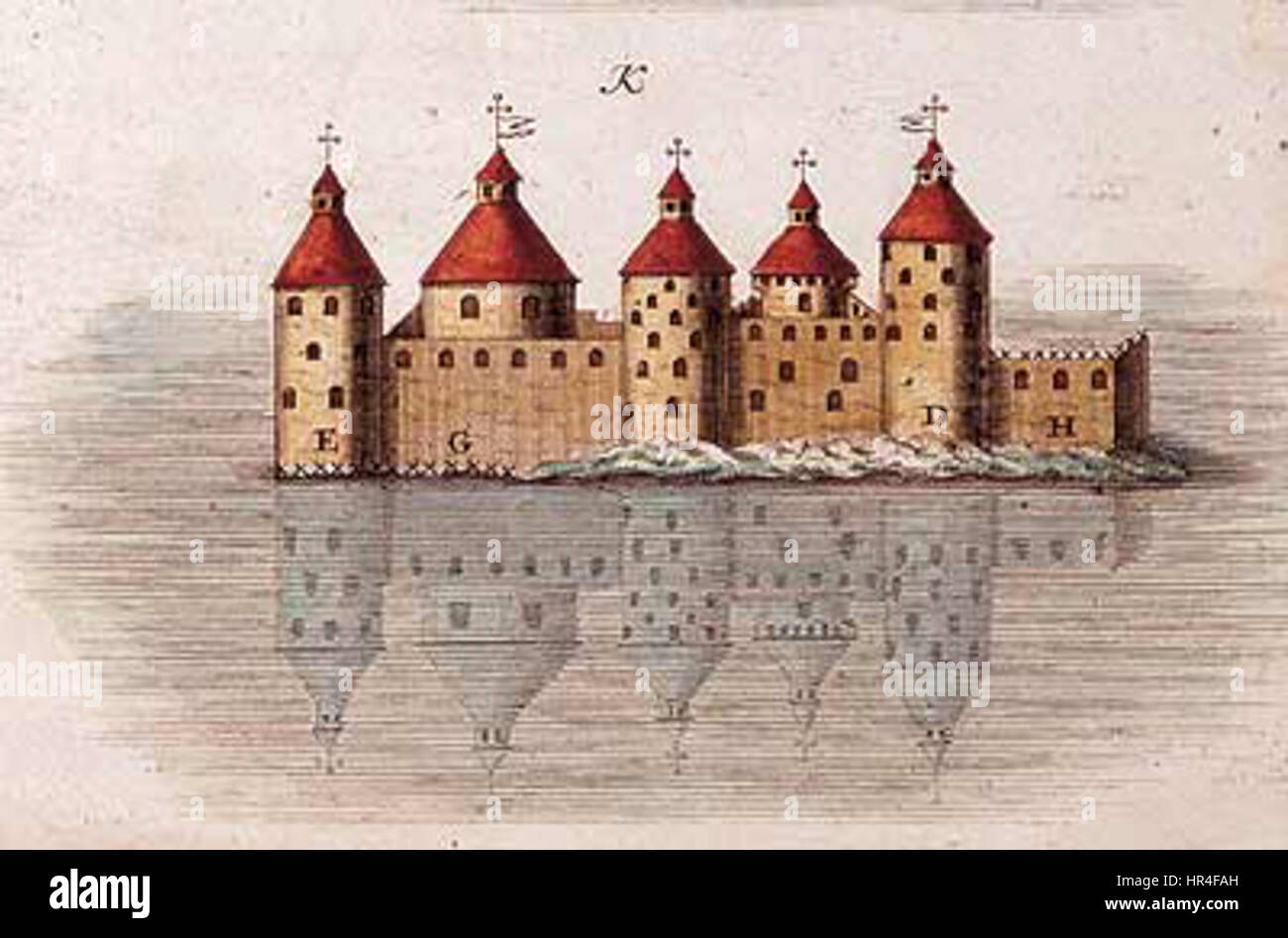 Olavinlinna kuparipiirros 1762 Foto Stock