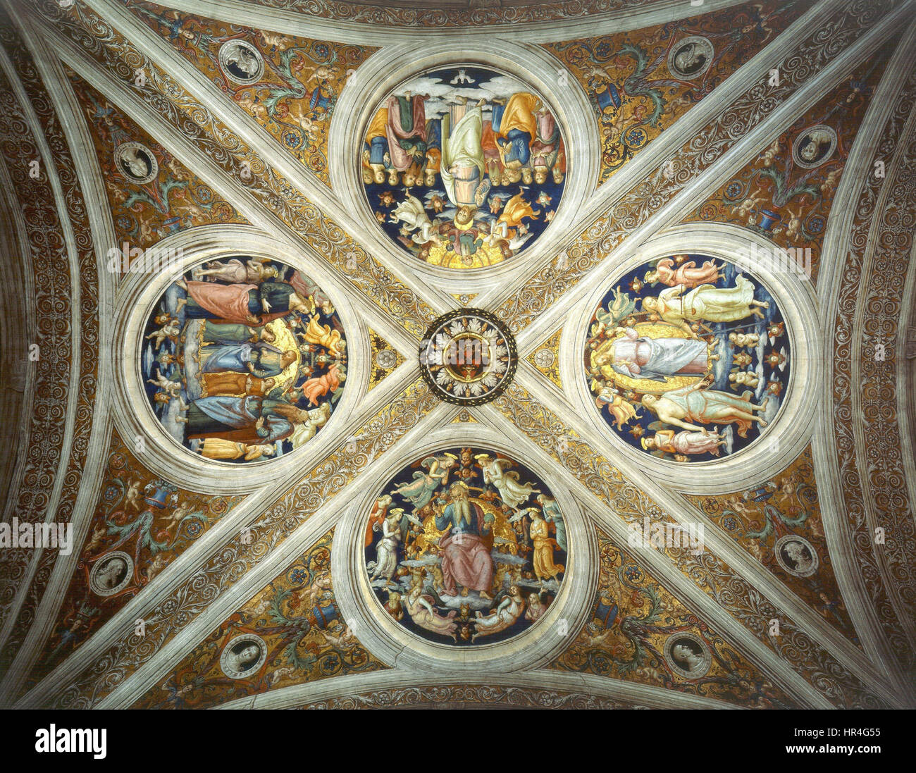 Perugino - soffitto della stanza dell'Incendio di Borgo Foto Stock