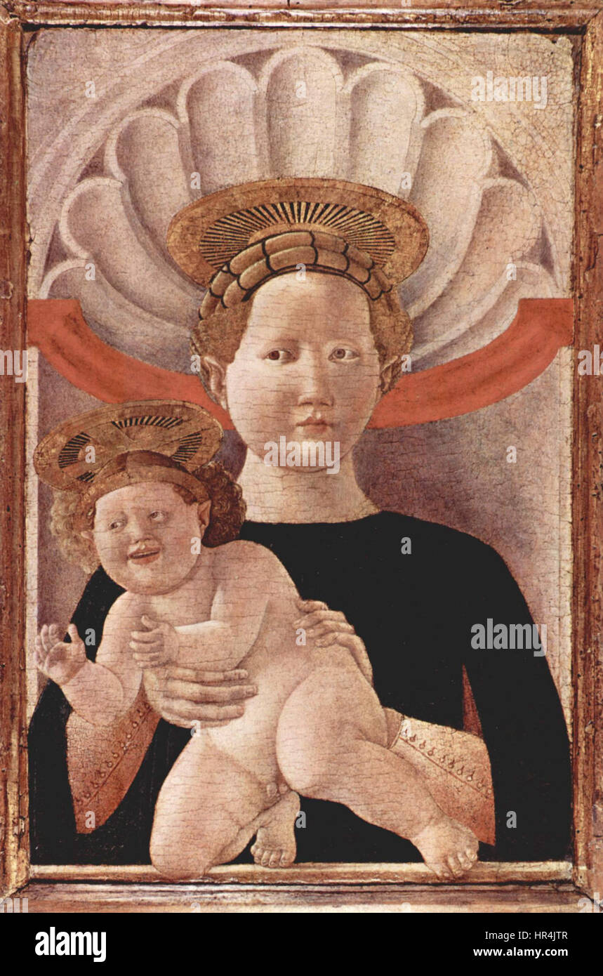 Questo lavoro di Paolo uccello del primo Rinascimento mette in mostra la sua maestria in prospettiva e il suo approccio unico all'uso dello spazio nella pittura. Il lavoro di uccello spesso incorporava elementi di precisione geometrica e narrazione drammatica. Foto Stock