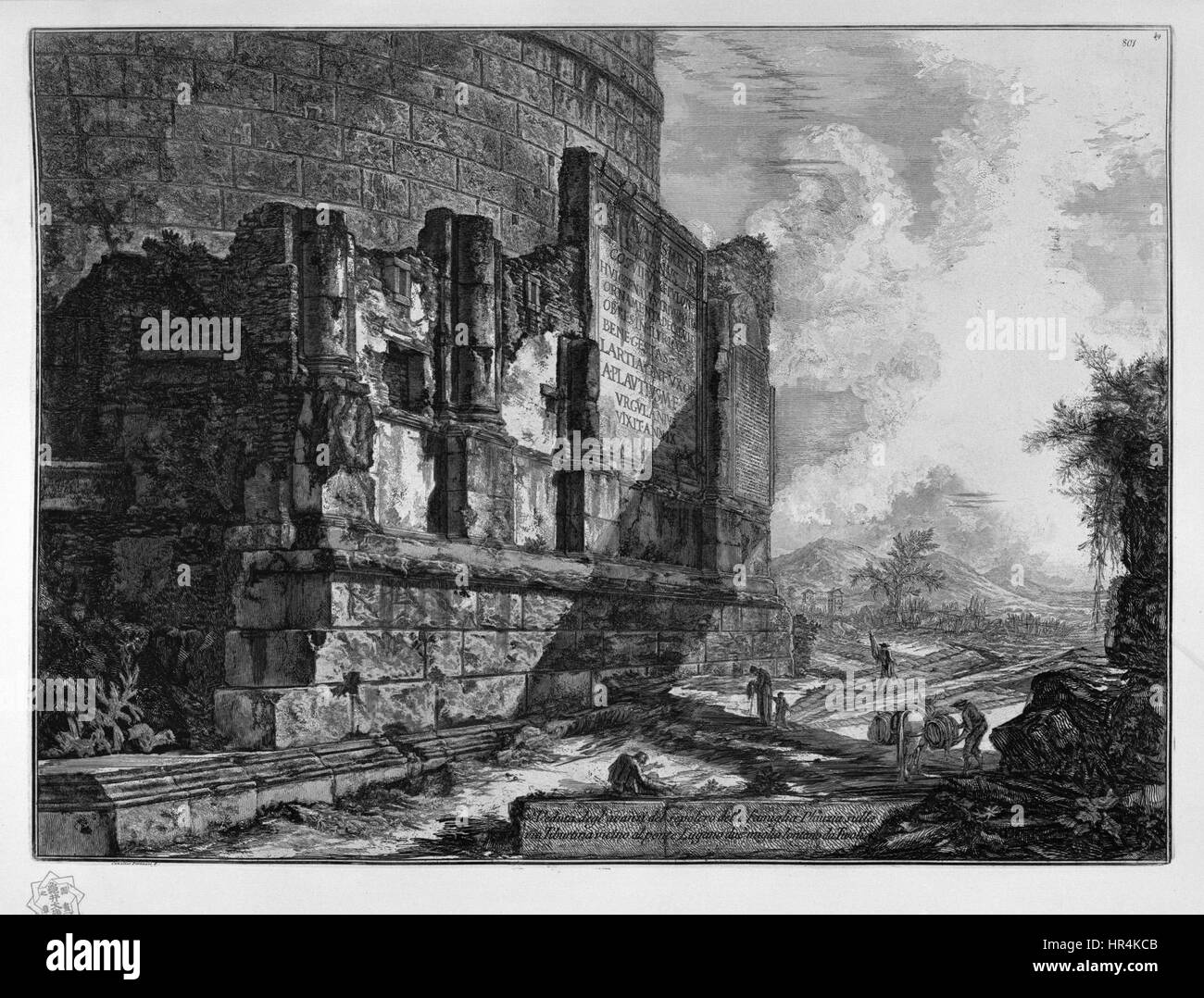 L'incisione di Giovanni Battista Piranesi, realizzata nel 1704, mostra la maestria dell'artista nelle illustrazioni architettoniche e archeologiche. Conosciuta per le sue dettagliate raffigurazioni dell'antica architettura romana, l'opera di Piranesi è una parte vitale della storia dell'arte. Foto Stock