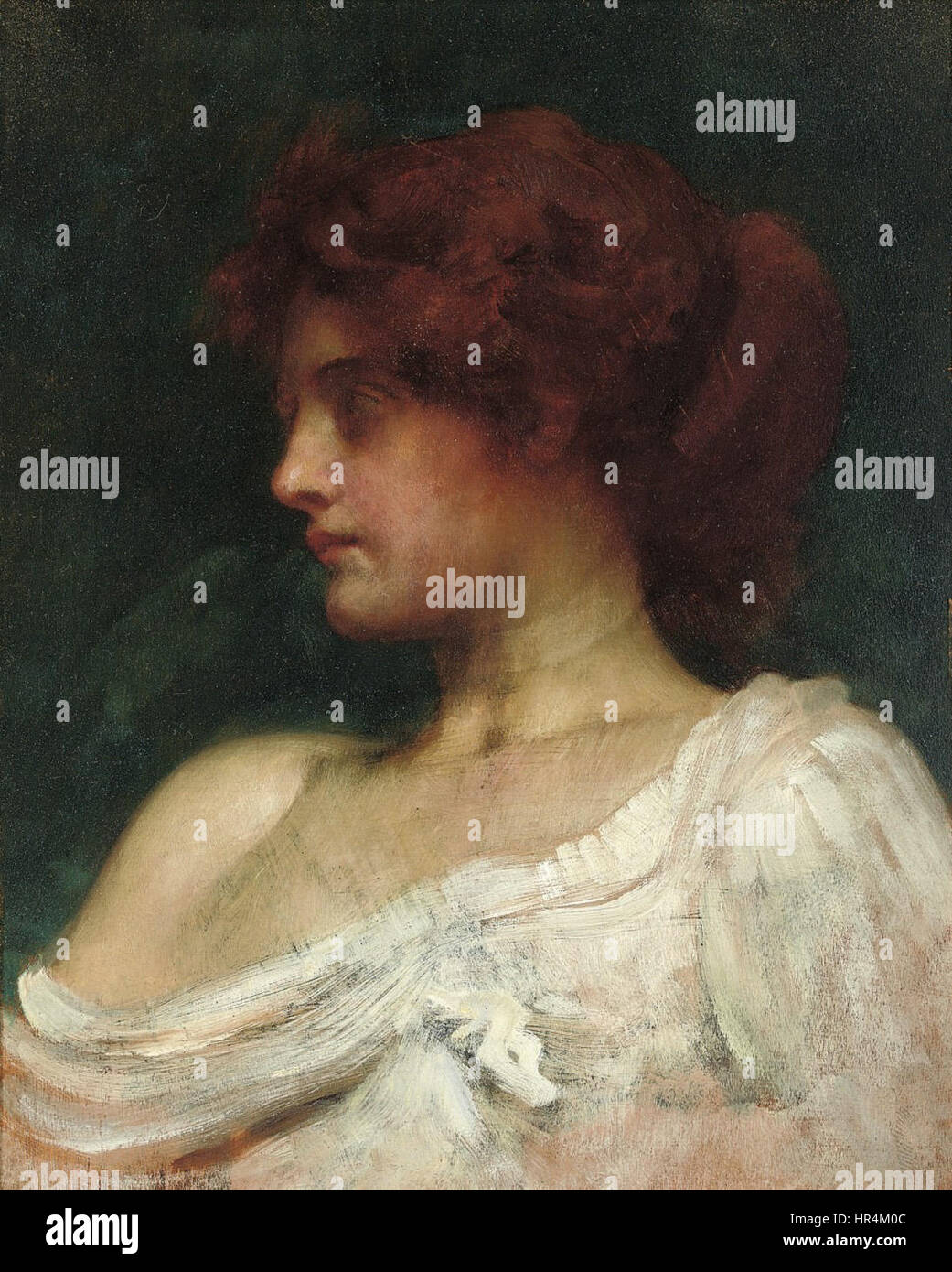 Lo "Study of a Redheaded Woman" di Philip Hermogenes Calderon è uno studio dettagliato della forma umana, incentrato sui caratteristici capelli rossi e sull'espressione emotiva del soggetto. Il lavoro evidenzia l'abilità di Calderon nel catturare realismo e profondità psicologica. Foto Stock