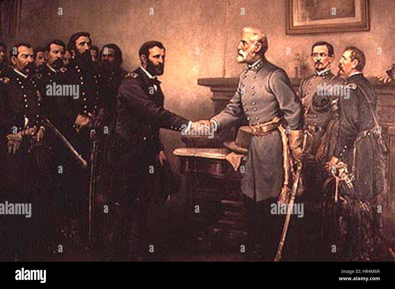 "Peace in Union" di Thomas Nast è un cartone animato politico che simbolicamente ritrae la riunificazione degli Stati Uniti dopo la guerra civile. L'illustrazione enfatizza i temi dell'unità, della riconciliazione e della guarigione nell'America post-bellica. Foto Stock