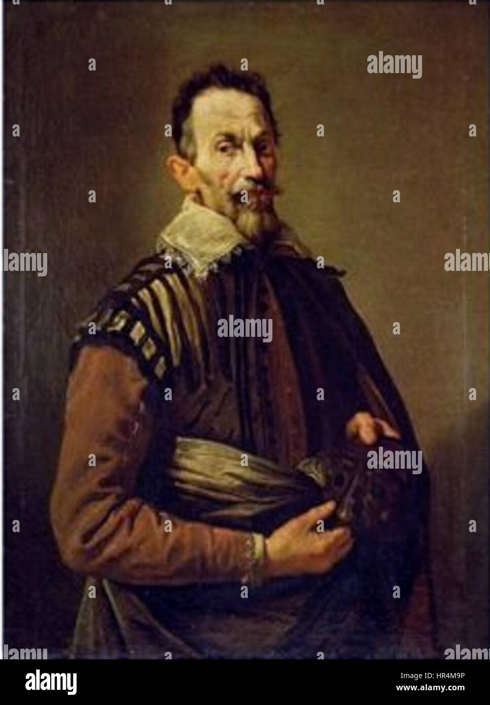 Questo ritratto, copiato dall'originale di Fetti, presenta un attore vestito in costume d'epoca, che rappresenta una scena drammatica del teatro del XVII secolo, catturando l'essenza della rappresentazione teatrale nella pittura. Foto Stock