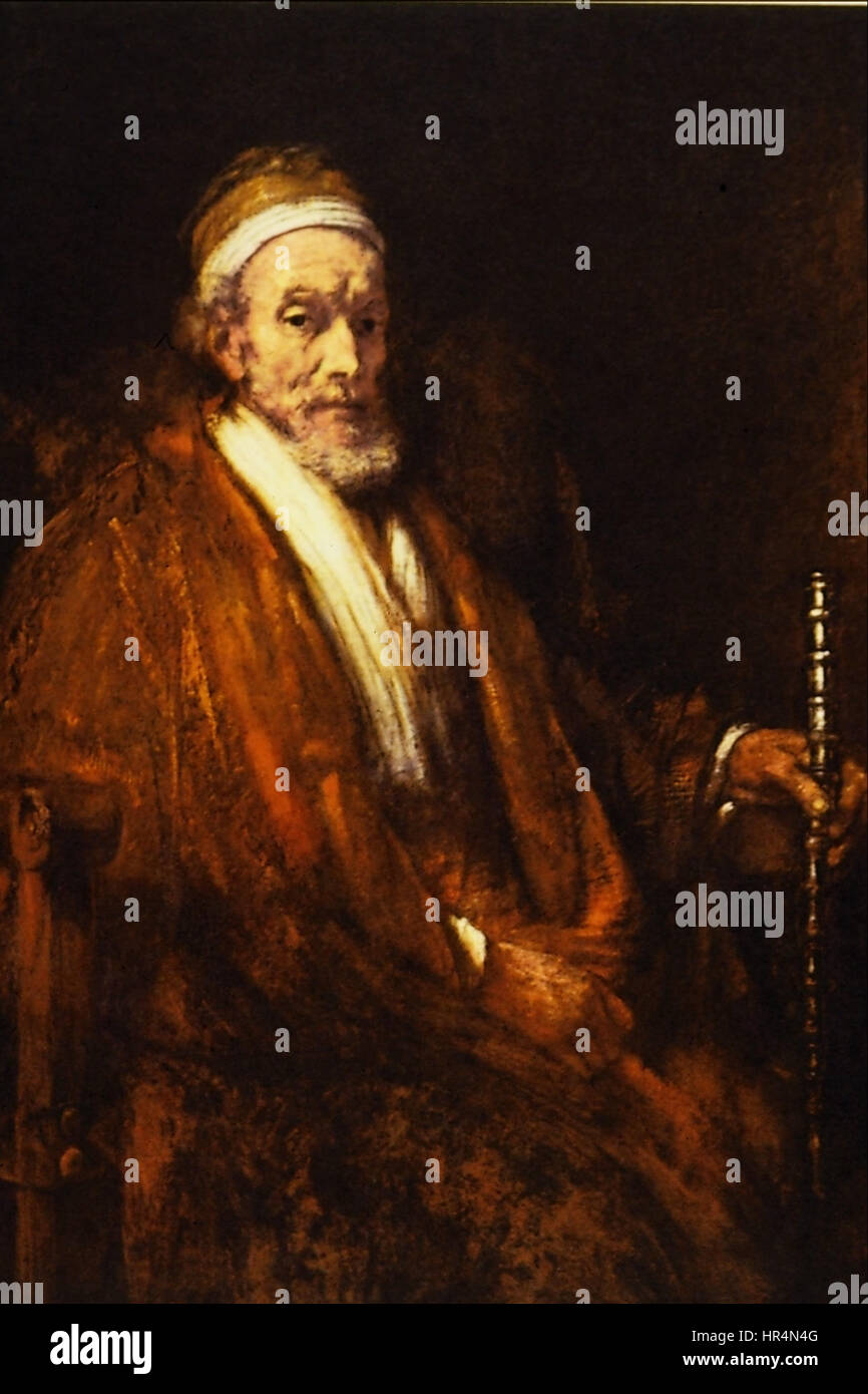 Ritratto di vecchio uomo con... - Harmenszoon Rembrandt van Rijn Foto Stock