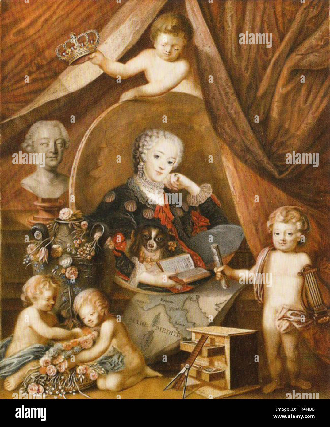 "Wilhelmine von Brandenburg-Bayreuth um 1757" è un ritratto di Guglielmina, la margravia di Brandeburgo-Bayreuth, creata intorno al 1757. Il ritratto cattura il suo status aristocratico e l'aspetto dignitoso, tipico dello stile rococò del periodo. Foto Stock