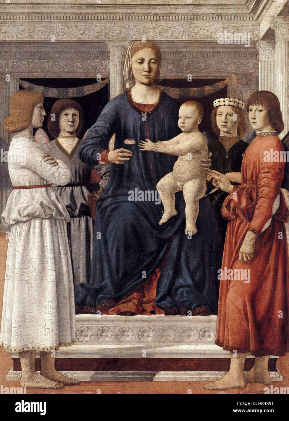 Piero della Francesca - Madonna e Bambino frequentato dagli angeli - WGA17606 Foto Stock