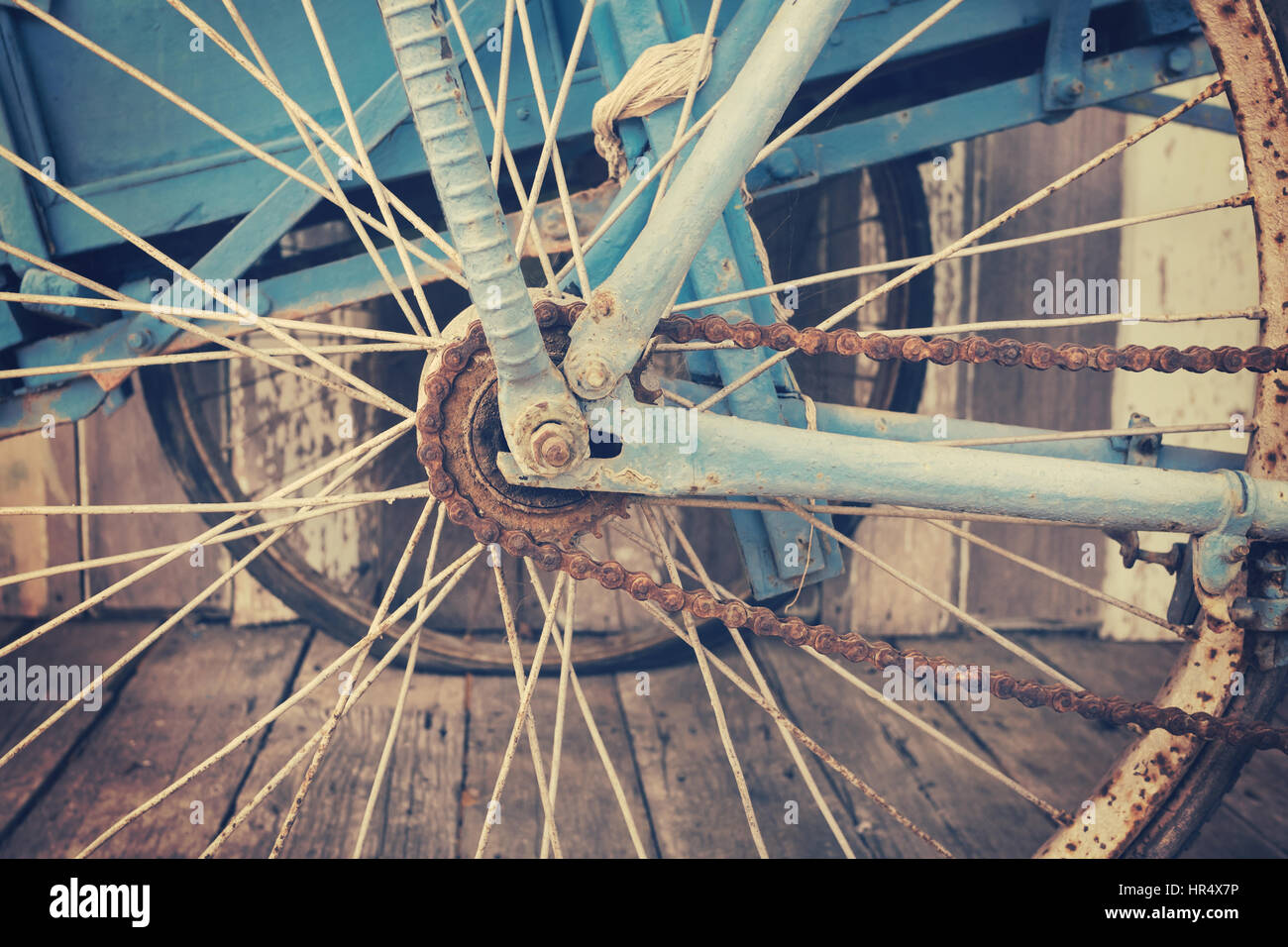 Vicino la vecchia catena di bicicletta vintage e stile retrò Foto stock -  Alamy