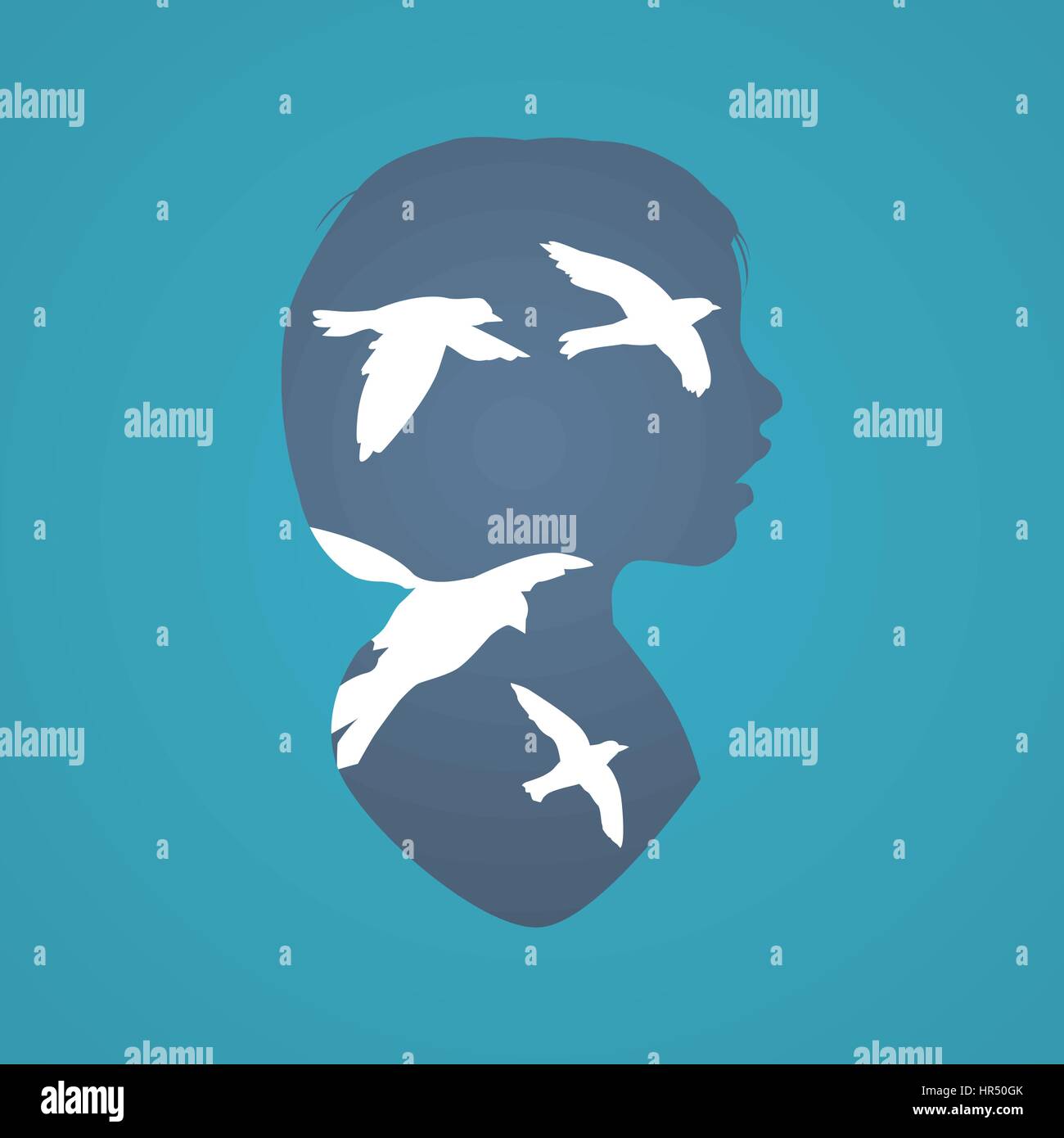 Mentalità umana pensare di aspirazione del concetto di fantasia Illustrazione Vettoriale
