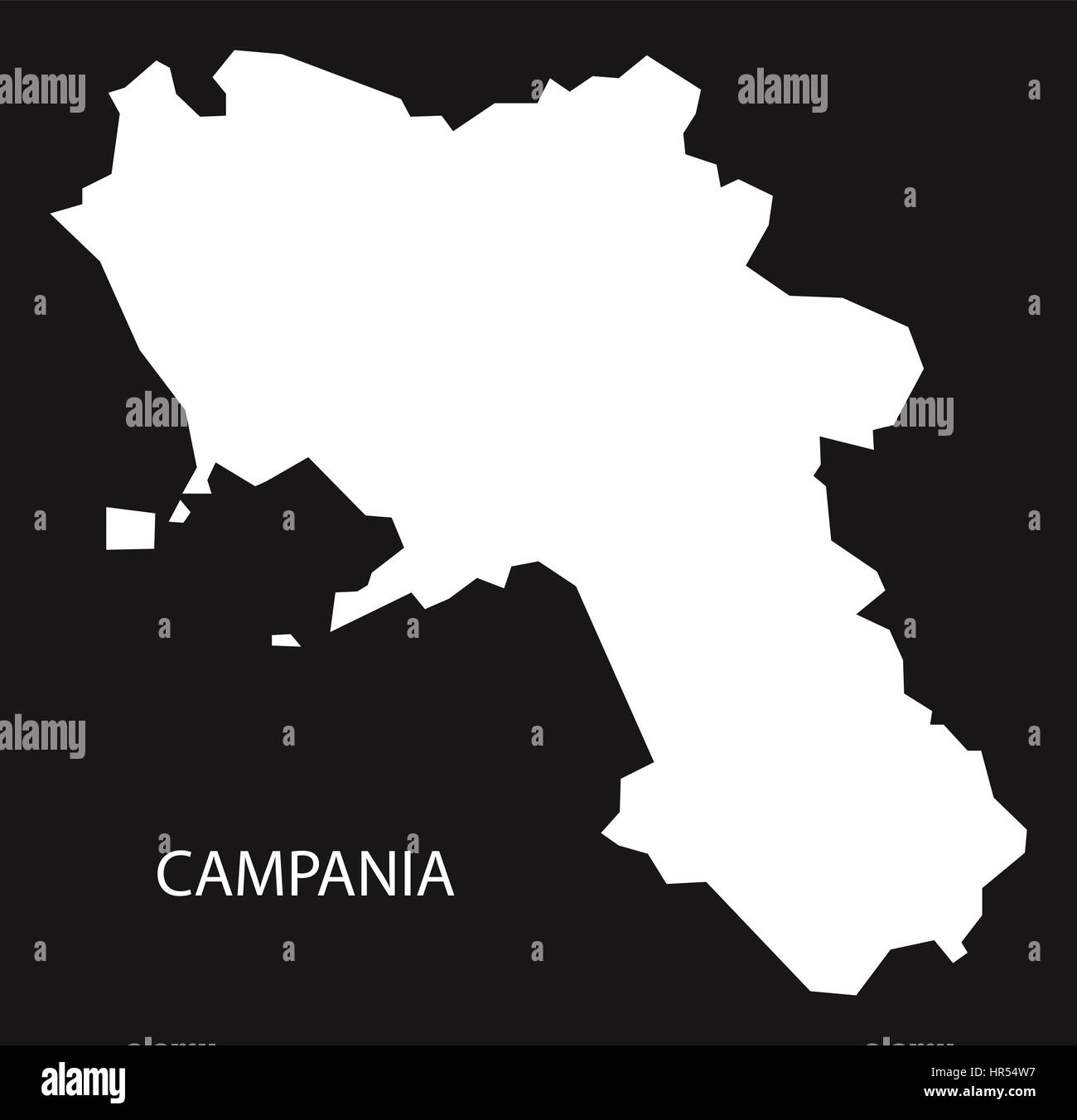 Campania Italia Mappa black silhouette invertito Foto Stock