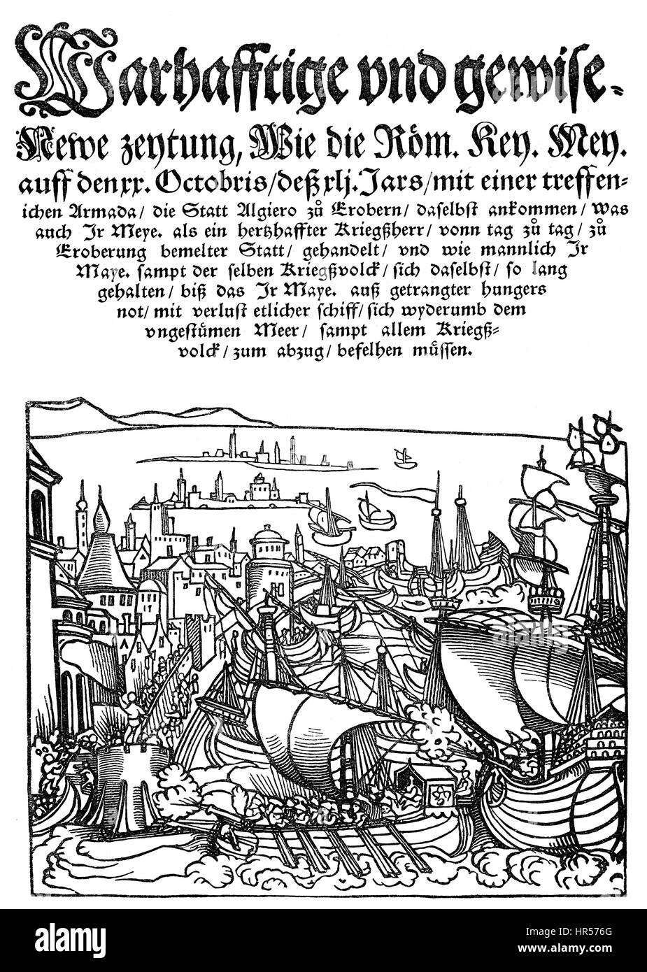 Relazione sulla conquista di Tunisi nel 1535 da Carlo V, 1500 - 1558, l'imperatore del Sacro Romano Impero Foto Stock