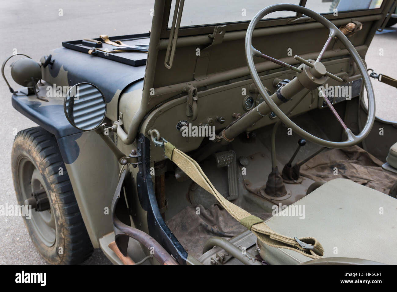 Vista dettagliata del veicolo militare volante Foto Stock