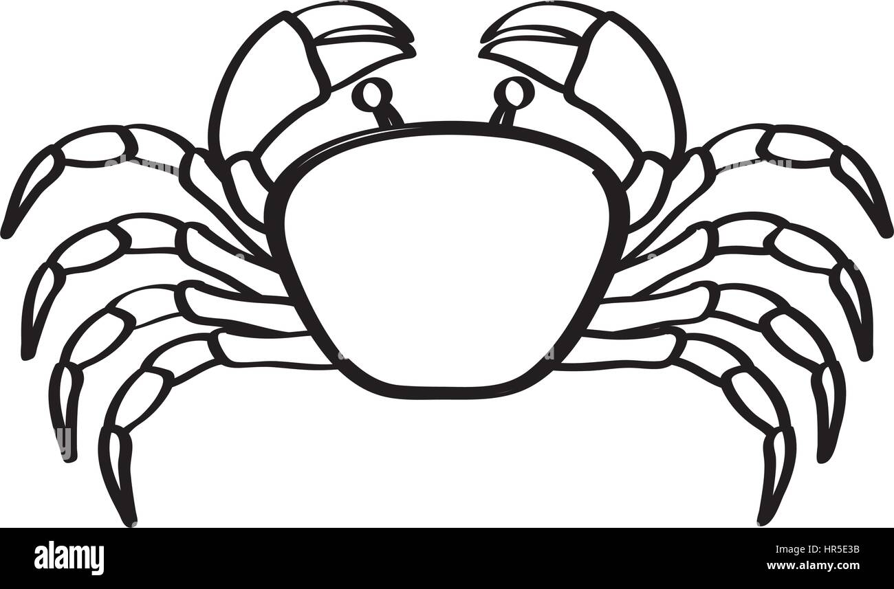 In bianco e nero di contorno della linea con il granchio Illustrazione Vettoriale