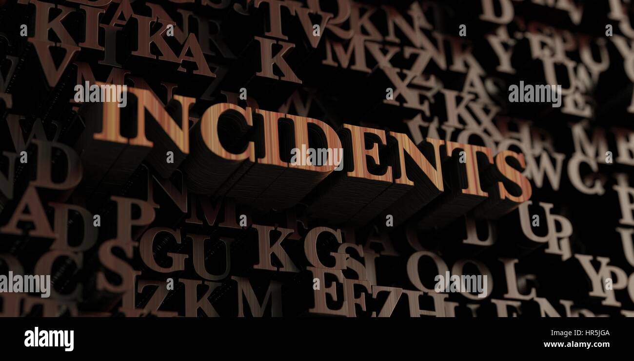 Gli incidenti - In legno 3D reso lettere/messaggio. Può essere utilizzato online un banner pubblicitario o una cartolina di stampa. Foto Stock