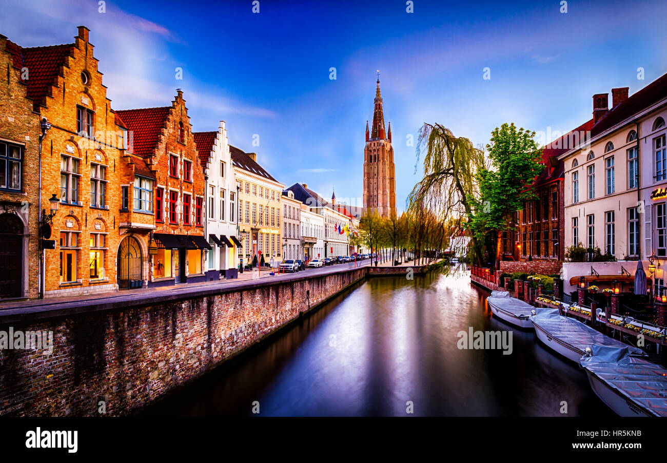 Splendida vista della città di Bruges in Belgio, Europa Foto Stock