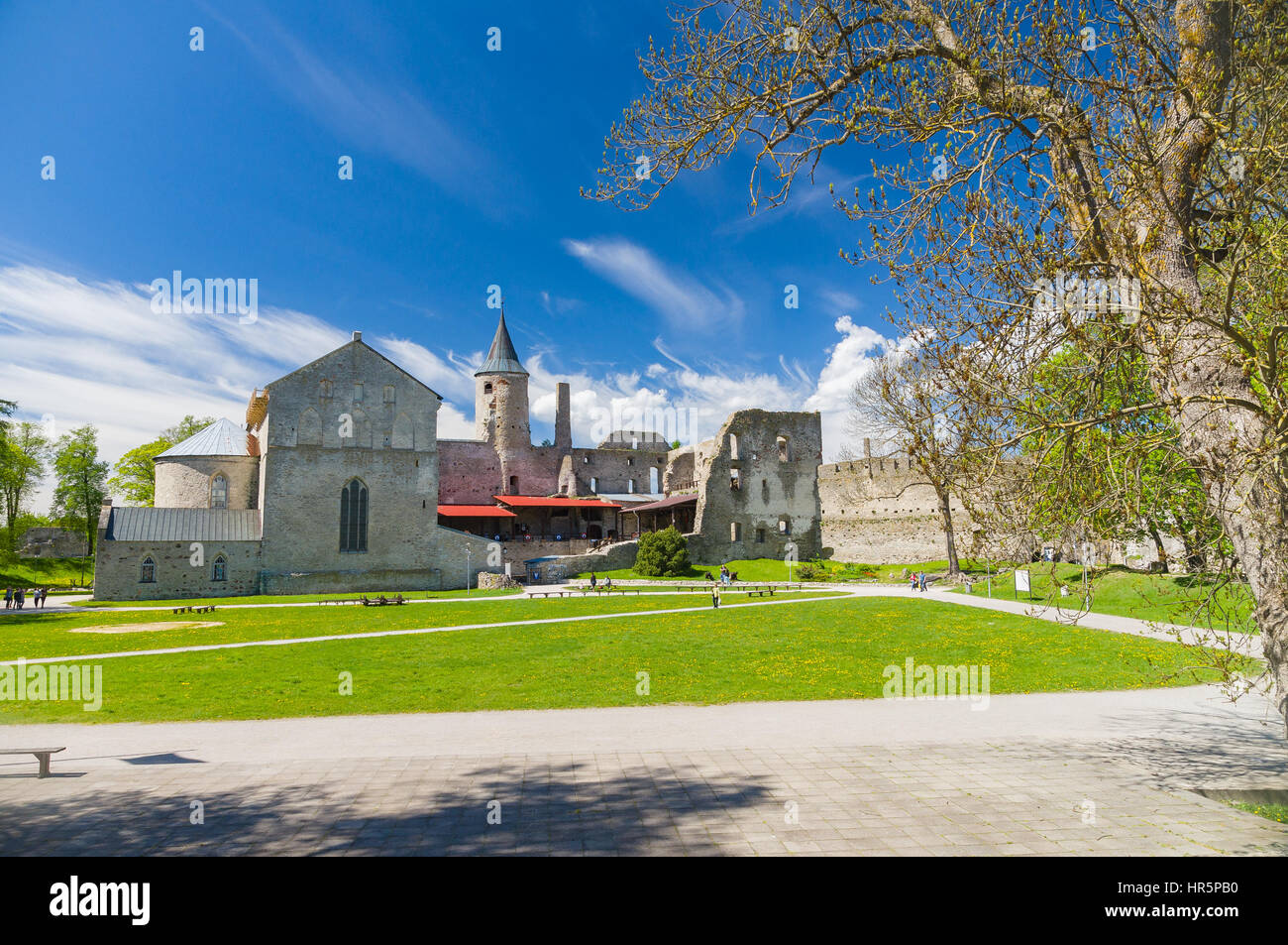 Rovine del Castello medievale di Haapsalu sulla splendida giornata soleggiata, Estonia Foto Stock