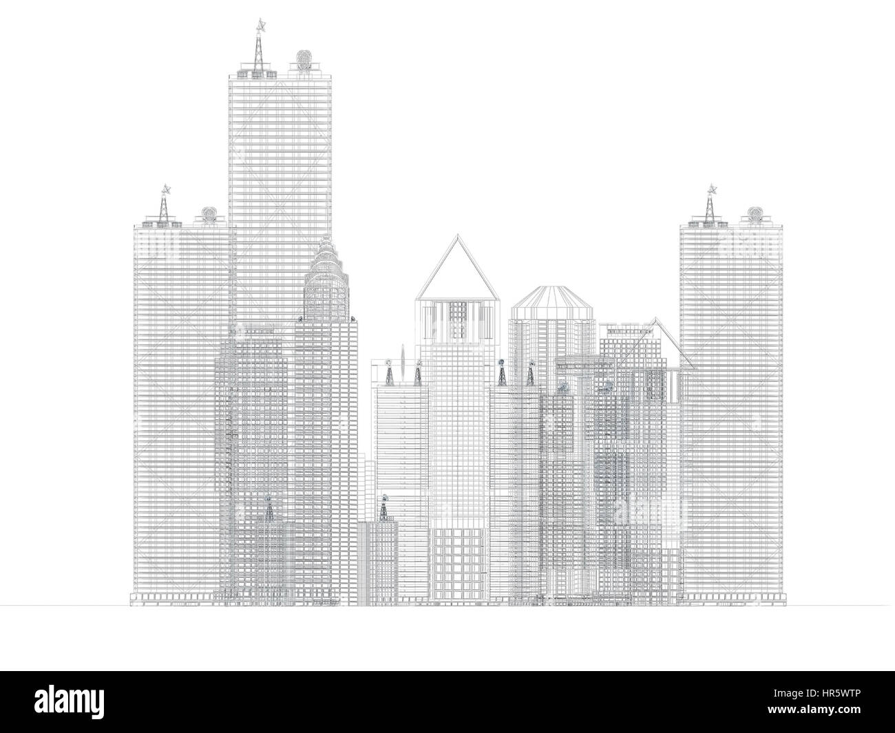 Blueprint architettura degli edifici aziendali su uno sfondo bianco Foto Stock