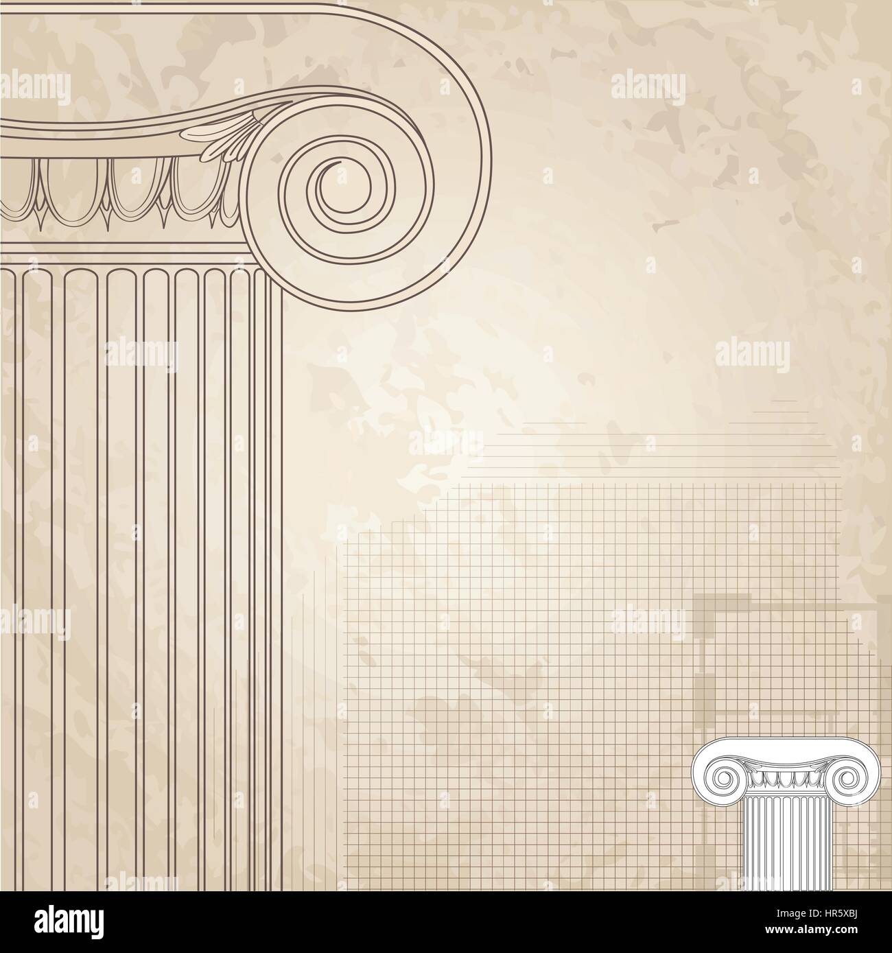 Colonne classiche sfondo. romano sullo sfondo di incisione per la progettazione architettonica Illustrazione Vettoriale