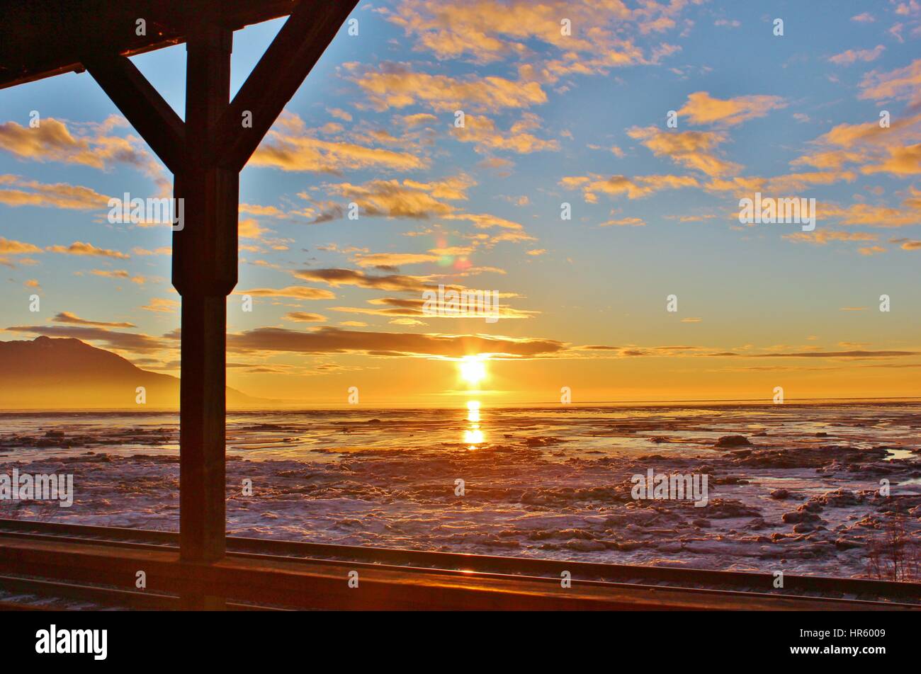tramonto di Alaska Foto Stock