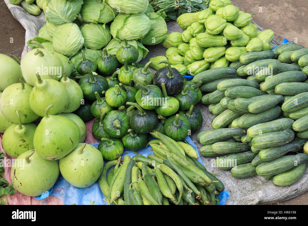 Laos, Luang Prabang, mercato, verdure, Foto Stock