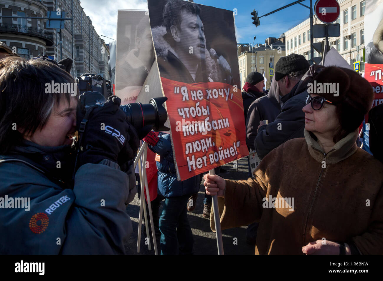 Russia, Mosca, 26 febbraio, 2017. Agenzia Reuters correspondent lavoro durante un mese di marzo a segnare due anni dal leader dell opposizione Boris Nemtsov è omicidio Foto Stock