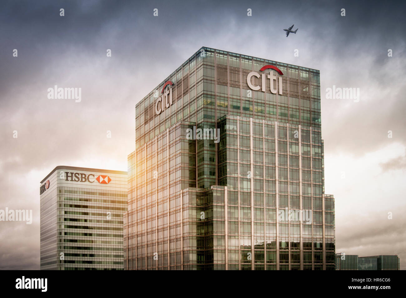 Banca Citi e HSBC edifici per uffici a Canary Wharf, Docklands, London REGNO UNITO Foto Stock