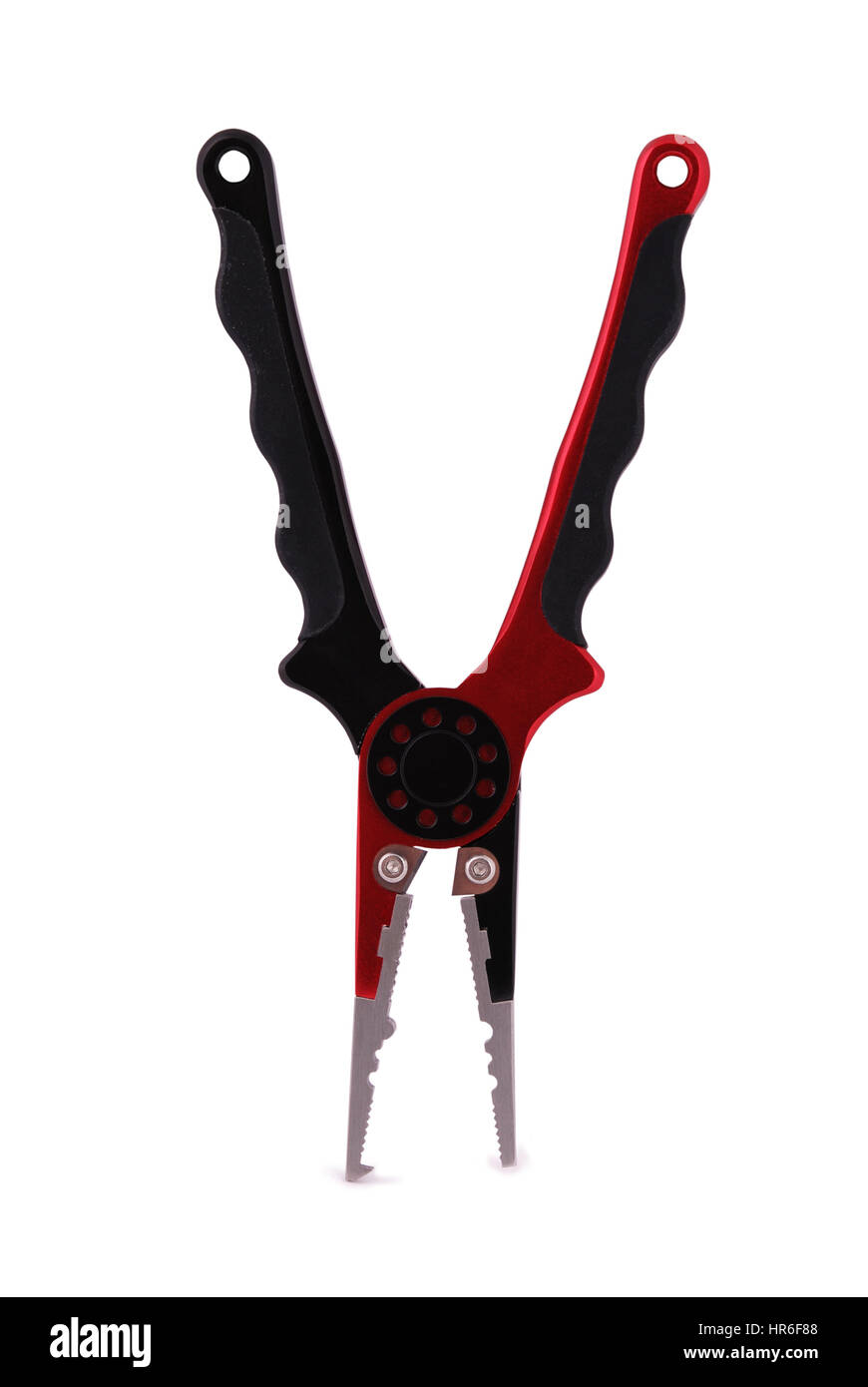 Una pinza di pesca isolati su sfondo bianco Foto Stock
