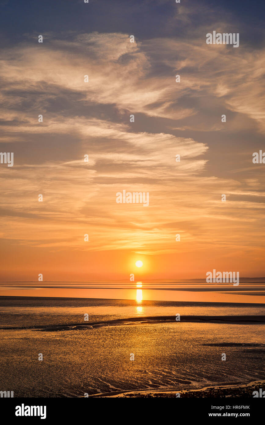 Tramonto su 'Morecambe Bay' in Lancashire England Regno Unito Foto Stock
