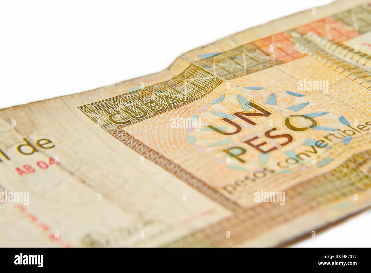 Un peso cubano convertible, su sfondo bianco Foto Stock