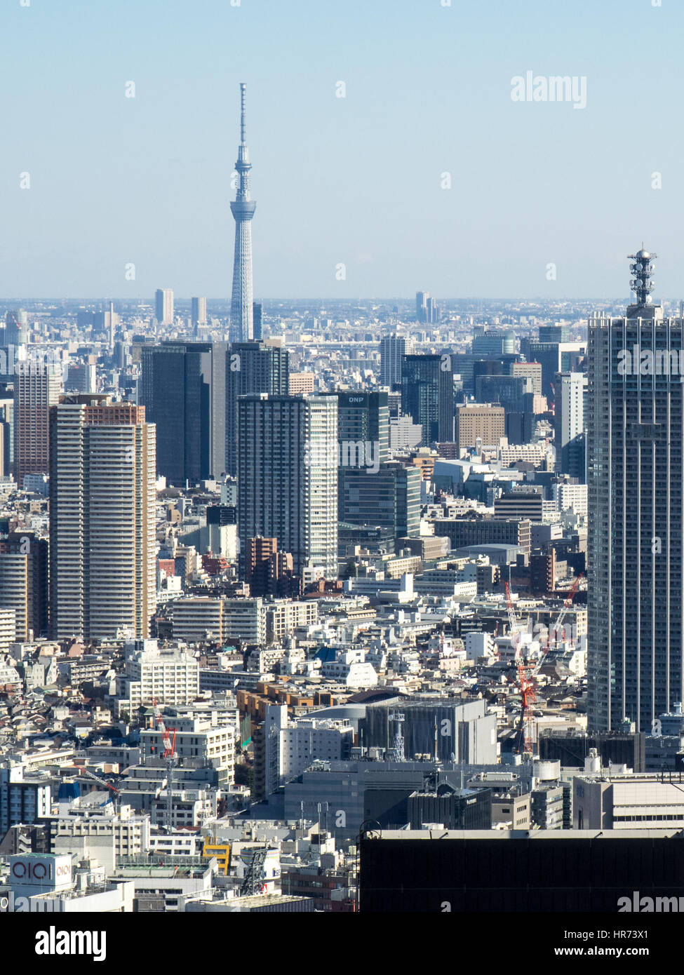 Vista panoramica della metropoli di Tokyo dalla piattaforma di osservazione della Torre Nord del Governo Metropolitano di Tokyo complesso edilizio in Shinjuku. Foto Stock