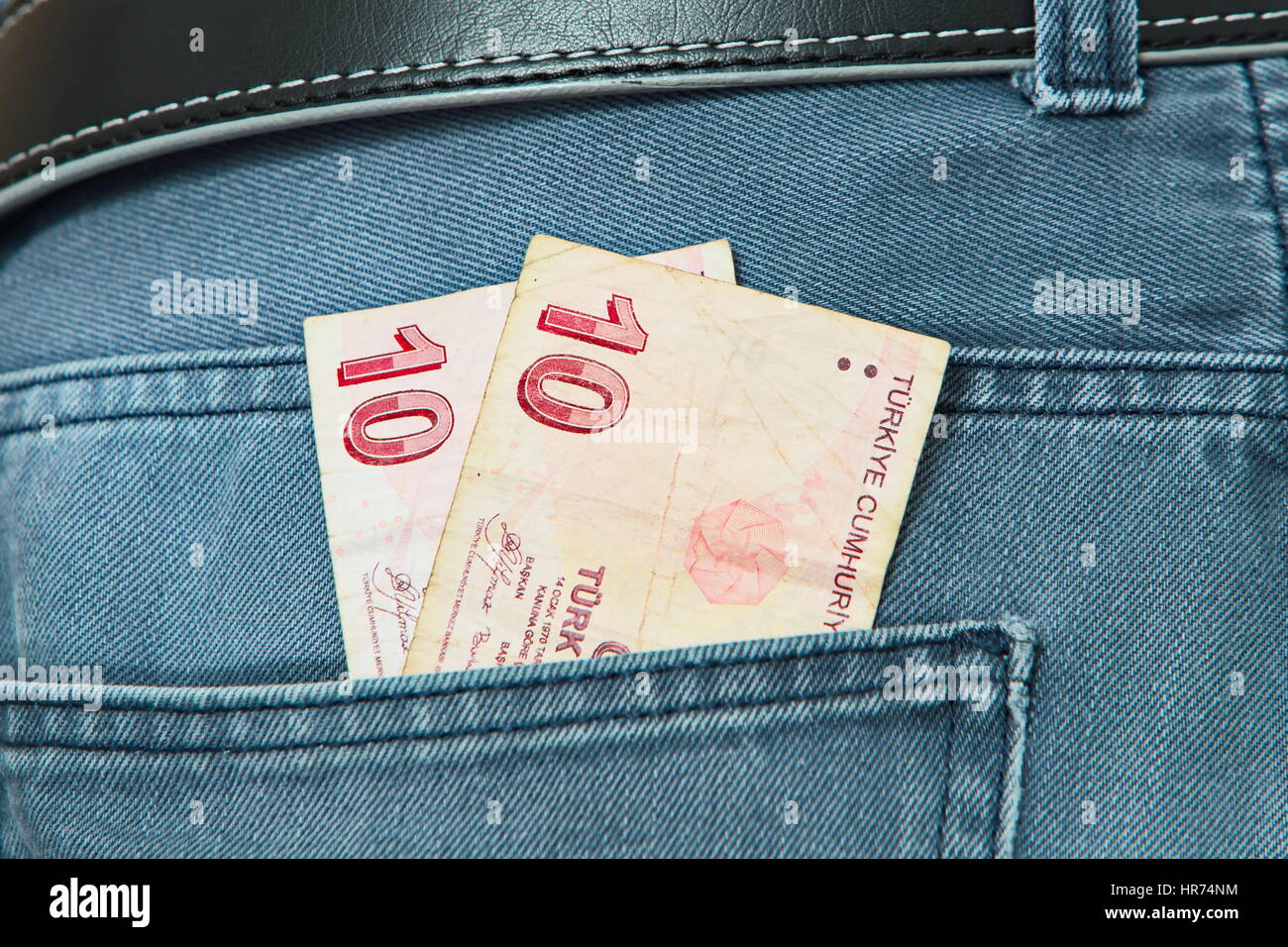 Lira turca in tasca dei jeans Foto Stock