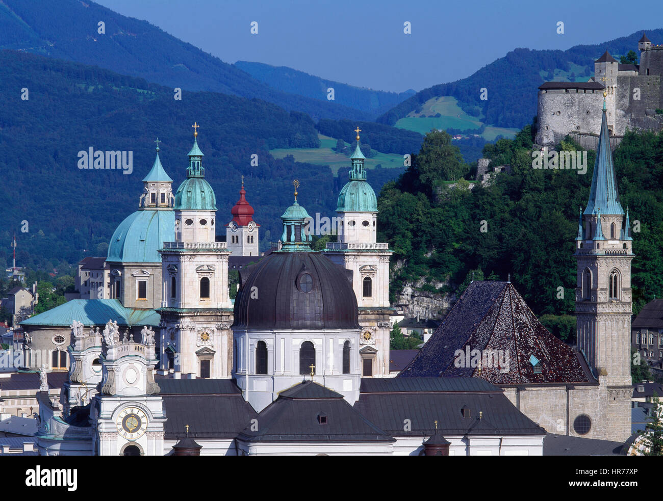 Guglie e cupole di Salzberg, Austria Foto Stock