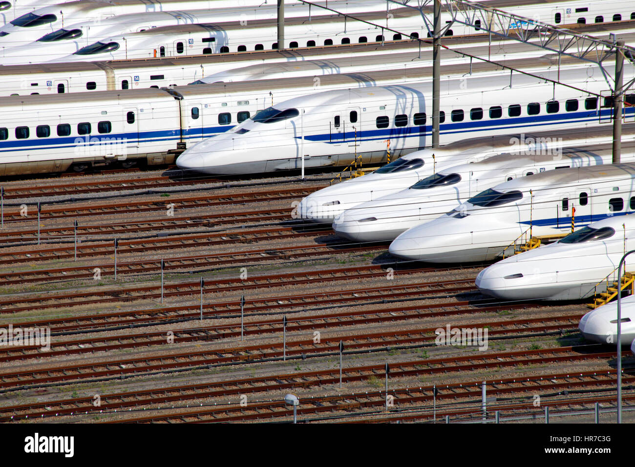 Shinkansen cantiere ferroviario Tokyo Giappone Foto Stock