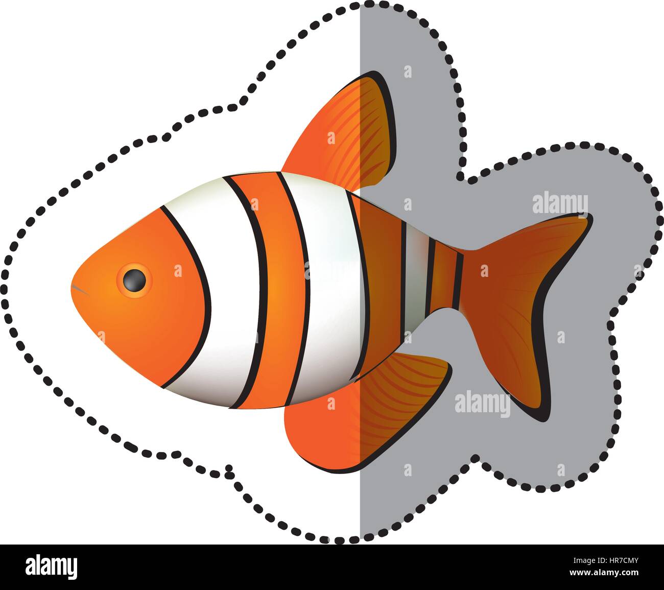 Adesivo immagine colorata clownfish acquatica di animale Illustrazione Vettoriale