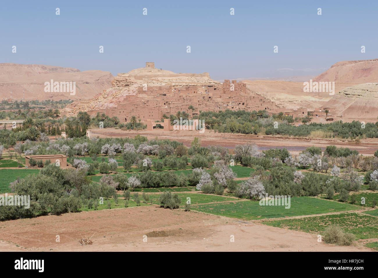La famosa città berbero di Ait Benhaddou trova bewtween Marrakech e il deserto del Sahara in Marocco. Foto Stock