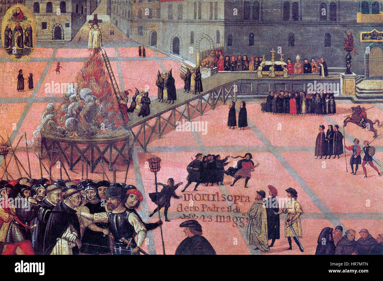 Pittore sconosciuto - calvario di Girolamo Savonarola in Piazza della Signoria - WGA23933 Foto Stock