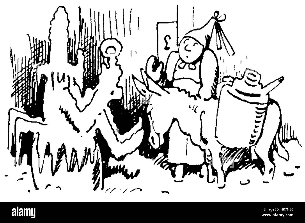 "Der Haarbeutel 7C" di W. Busch è un'illustrazione dettagliata che mostra l'umorismo caratteristico e lo stile osservativo dell'artista, concentrandosi su un soggetto eccentrico con un lavoro preciso. Foto Stock