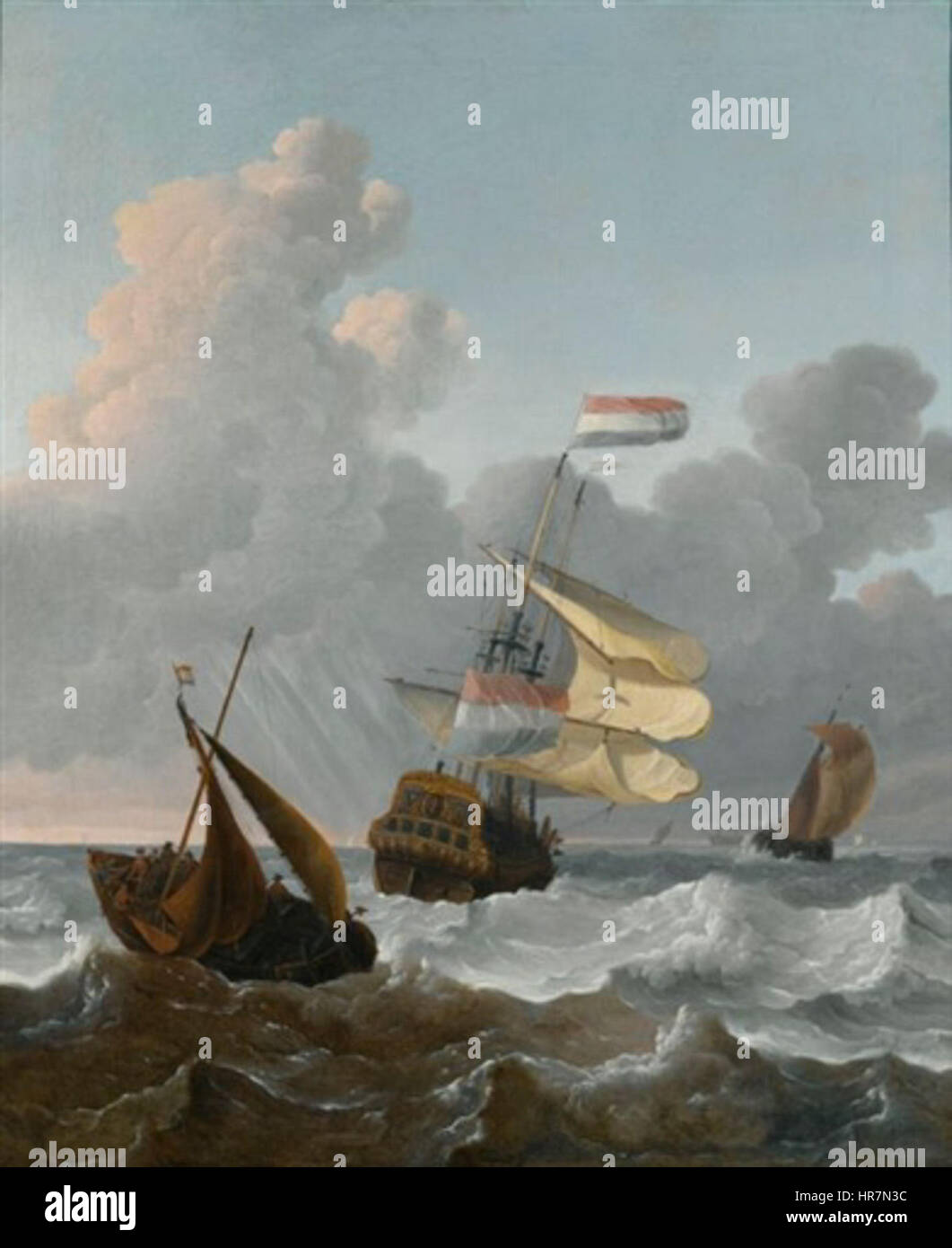 Vitringa Wigerus - uomo di guerra e di navi di piccole dimensioni in mare mosso Foto Stock