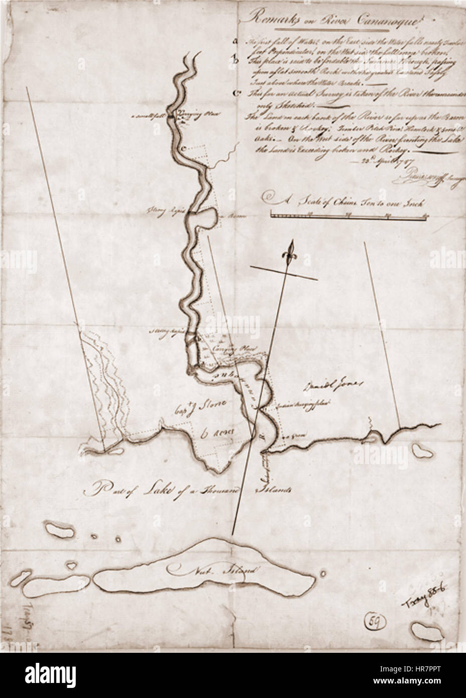Surveryor la mappa di Gananoque 1787 Foto Stock