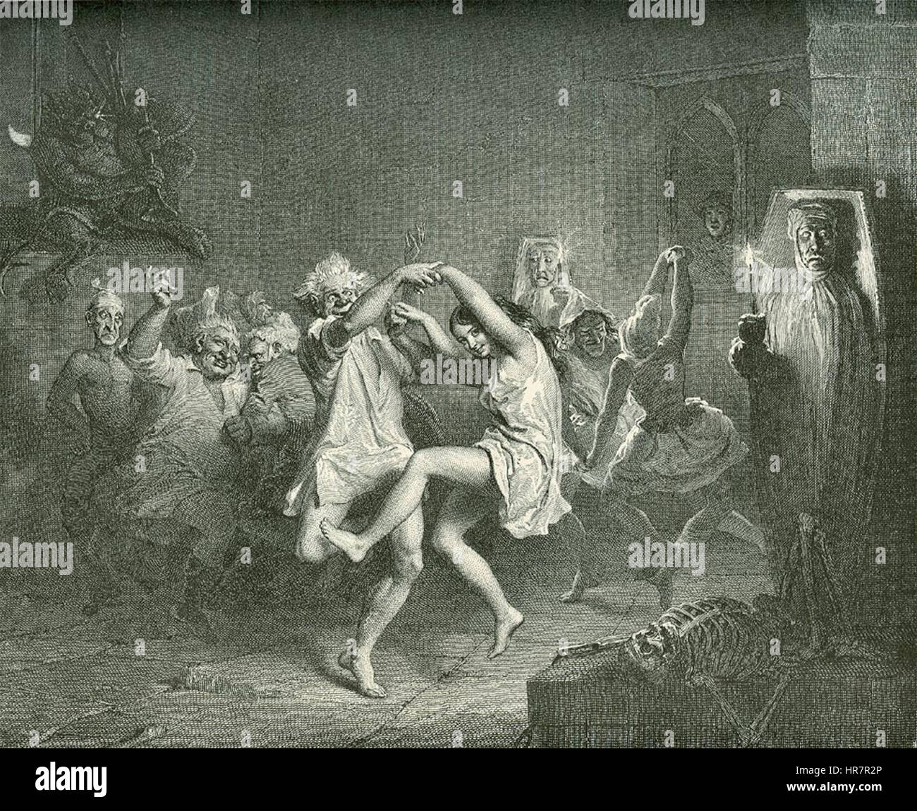 Tam O'Shanter e le Streghe, un'illustrazione di John Faed del 1892, che raffigura una scena del poema di Robert Burns. Foto Stock